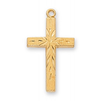 Gold Plated Silver Cross 18 inch Necklace Chain & Deluxe Gift Box - 735365182732 - J7002