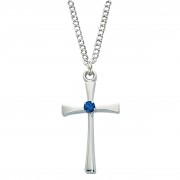 Rhodium September Birthstone w/18 inch Necklace Chain