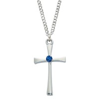 Rhodium September Birthstone w/18 inch Necklace Chain
