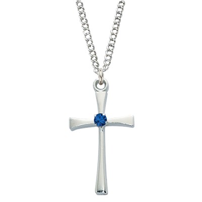 Rhodium September Birthstone w/18 inch Necklace Chain 735365151516 - RC9146-BL