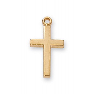 Gold Plated Sterling Silver Cross 16 inch Necklace - 735365182589 - J6099