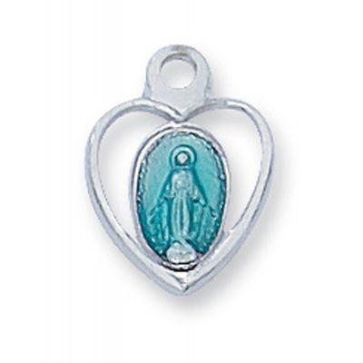 Sterling Silver Baby Blue Miraculous Medal 13" Rhodium Chain - 735365710218 - LMHBBT