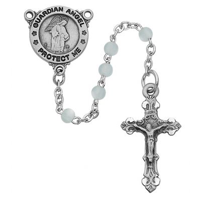 Blue Guardian Angel Rosary w/Rhodium Crucifix/Center - 735365778713 - R368DG