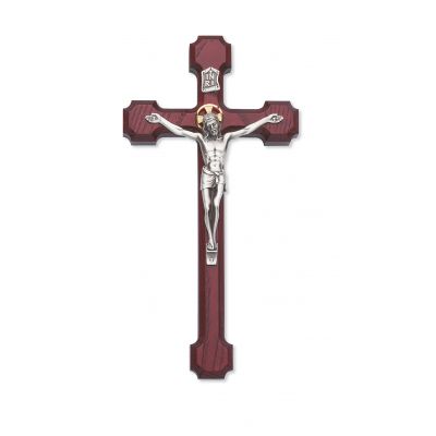 8 inch Cherry Stain Crucifix Silver - 735365444014 - 79-42613