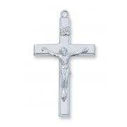 Sterling Silver 1-1/2 Inch Crucifix 24 Inch Necklace Chain/Gift Box