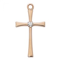 Rose Gold Sterling Silver Cross Medal W/crystal Rose Gold Sterling Silver Cross Medal W/crystal