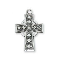 Sterling Silver Celtic Cross 18 inch Necklace Chain & Gift Box