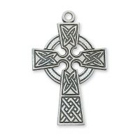 Sterling Silver 1-7/16 inch Celtic Cross 24 Necklace Chain & Box