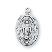 Sterling Silver Miraculous Medal 13 inch Necklace Chain