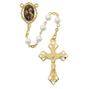 Gold Plated Pewter Mother & Child Rosary/boxed