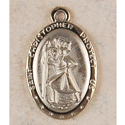 Rhodium Finish Saint Christopher Medal 24" Heavy Rhodium Chain 2Pk - 735365564040 - RC336CH