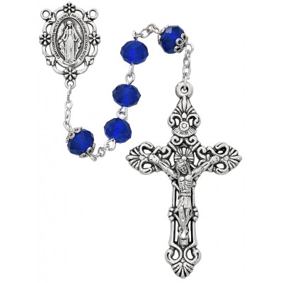 8mm Sun-cut Blue Rosary - 735365530014 - P362R