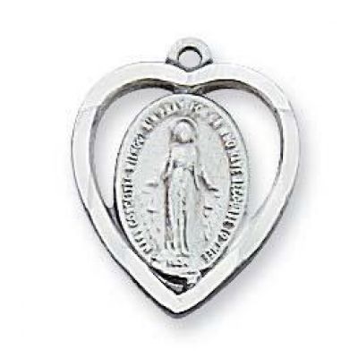 Pewter Miraculous Medal With 18 in. Silver Tone Chain 735365032389 - D426MI