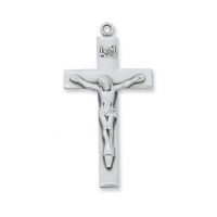 Sterling Silver 1-3//4 inch Crucifix 24 inch Necklace Chain