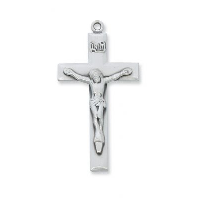 Sterling Silver 1-3//4 inch Crucifix 24 inch Necklace Chain - 735365123971 - L6035
