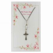 18in. Chain/Crystal Bead/Crucifix Pendant Necklace