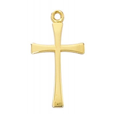 Gold Over Sterling SilverCross 18  w/ Chain & Box" - 735365518135 - J9189