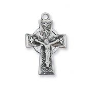 Sterling Silver 5/8x1in. Celtic Crucifix 18 inch Necklace Chain