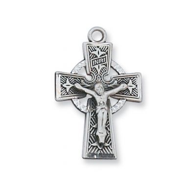 Sterling Silver 5/8x1in. Celtic Crucifix 18 inch Necklace Chain - 735365265985 - L8084