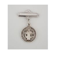 Sterling Silver St. Benedict Medal Baby Bar Pin
