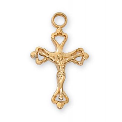 Gold Plated Sterling Silver Crucifix 16 inch Necklace Chain - 735365183340 - J8017
