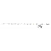 6 1/2 inch Crystal Heart Bracelet Pewter Crucifix/Miraculous Medal