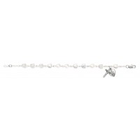 6 1/2 inch Crystal Heart Bracelet Pewter Crucifix/Miraculous Medal