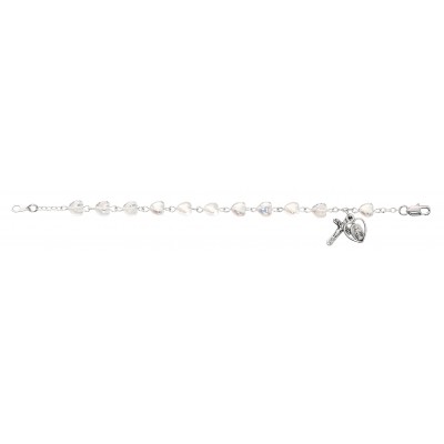 6 1/2 inch Crystal Heart Bracelet Pewter Crucifix/Miraculous Medal - 735365464098 - BR76M