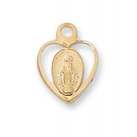 Gold Plated Sterling Silver Miraculous Medal 16in Necklace Chain