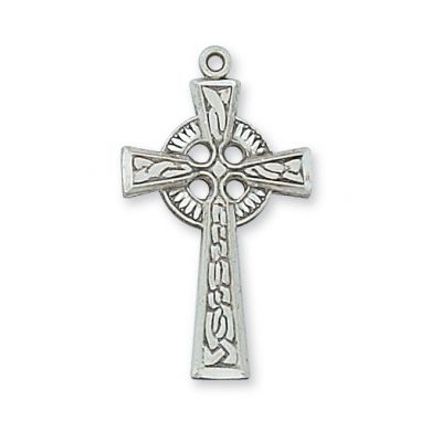 Sterling Silver 1 inch Celtic Cross 18 Chain & Gift Box - 735365433780 - L9038