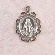 Rhodium Finish Miraculous Medal 18in. Chain & Box