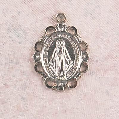 Rhodium Finish Miraculous Medal 18in. Chain & Box 735365563906 - RC572