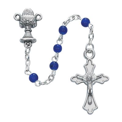 Blue Communion Rosary, 4mm 735365345953 - P213CB