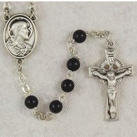 Sterling Silver 5mm Black Irish Rosary