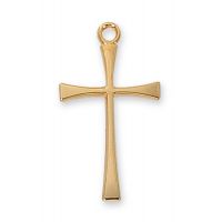 Gold Plated Sterling Silver Cross 18in Necklace Chain
