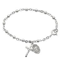 5 1/2 inch Sterling Silver Bracelet w/Crucifix/Miraculous Medal