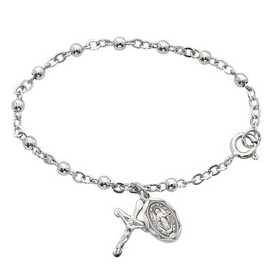 5 1/2 inch Sterling Silver Bracelet w/Crucifix/Miraculous Medal - 735365503308 - 912L