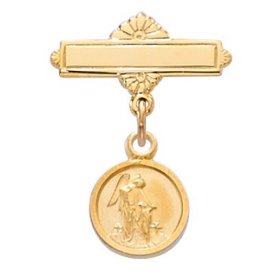 Gold Plated Sterling Guardian Angel Baby Pin - 735365448807 - 422JT