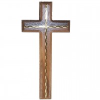 10" Walnut Wall Cross With Brass