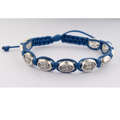 Blue Corded Saint Michael Bracelet 735365512928 - BR851C