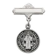 Sterling Silver St. Benedict Baby Bar Pin