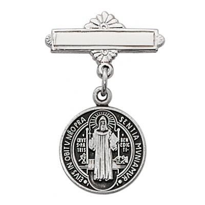 Sterling Silver St. Benedict Baby Bar Pin -  - 440L