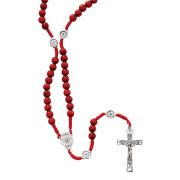 Red Wood Cord H.s. Rosary -