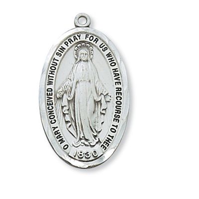 Sterling Silver Miraculous Medal/27" Chain & Box - 735365391356 - LMG1-27