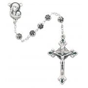 5mm Silver Rosebud Rosary with Gift Box