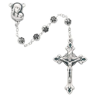 5mm Silver Rosebud Rosary with Gift Box - 735365527823 - 143R