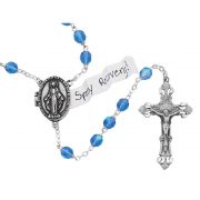 Prayer Petition Locket Rosary With 7mm Blue Aurora Glass Beads