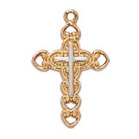 2-tone Rose Gold Cross 18" Chain - Necklace