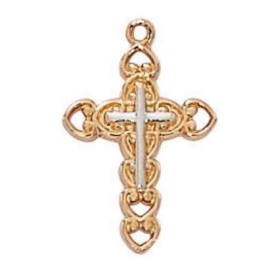 2-tone Rose Gold Cross 18" Chain - Necklace - 735365529391 - HR9202