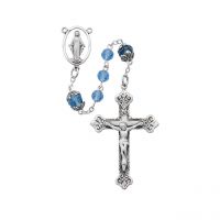 6mm Blue Crystal Beads/8mm Capped Our Father Beads Rosary